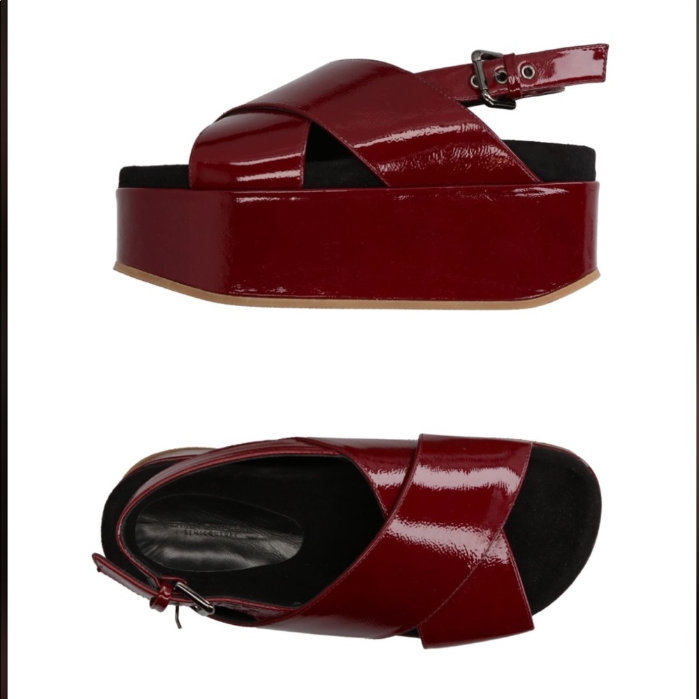 Leather wedge heel